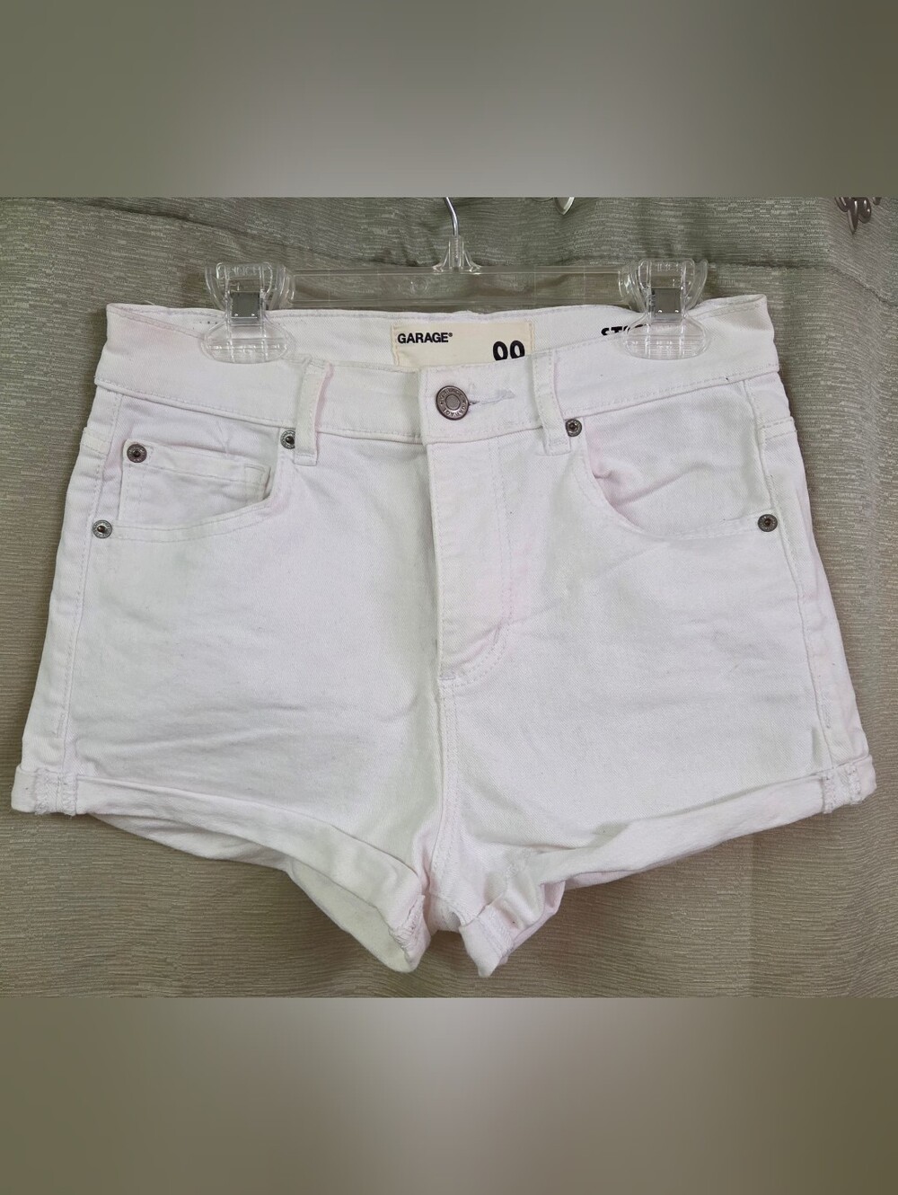 Garage Retro White High-Rise Denim Shorts